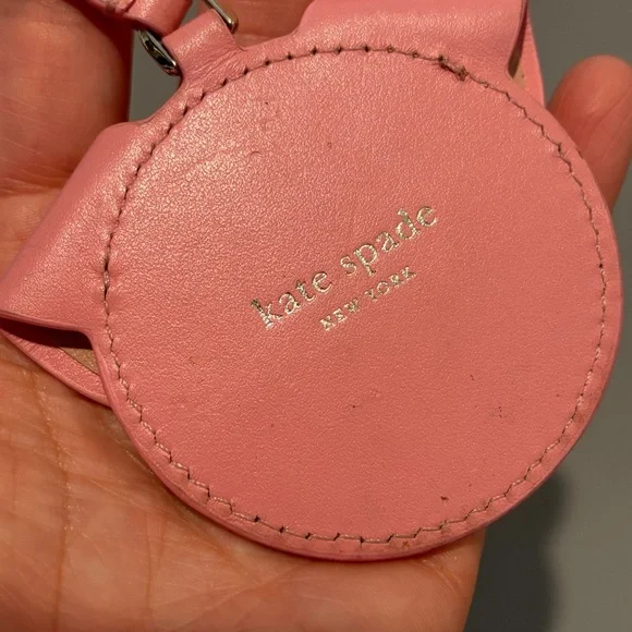 Kate Spade Spademals Rococo Pink Mod Dog Leather Dangle Keyring Bag Charm GUC - Picture 9 of 10